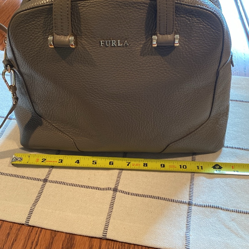 Furla Taupe Leather Satchel with Gold Hardware - Picture 7 of 12